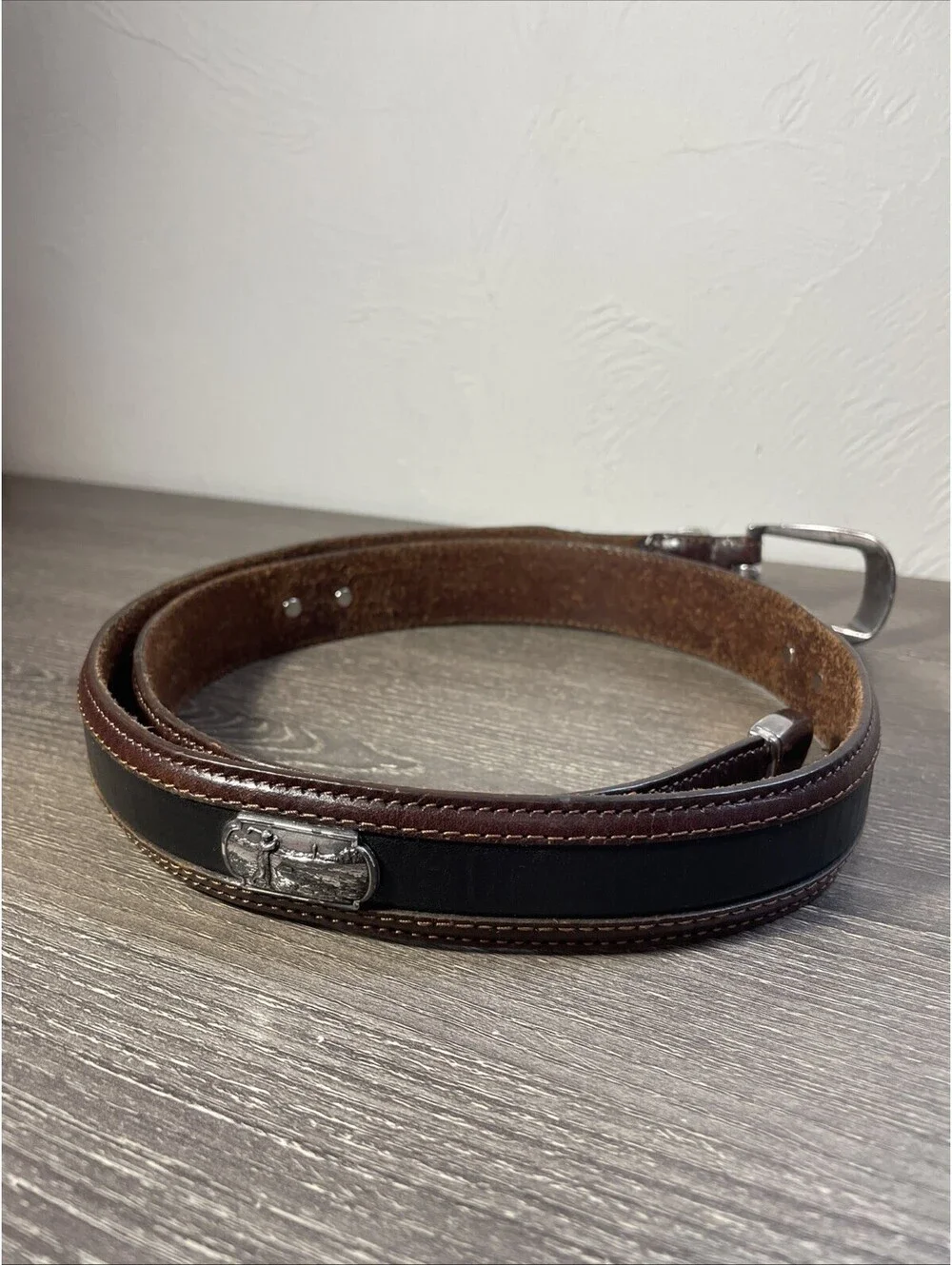Brighton Onyx VTG Leather Golf Belt Men's 36 Brown Black Classic 1
